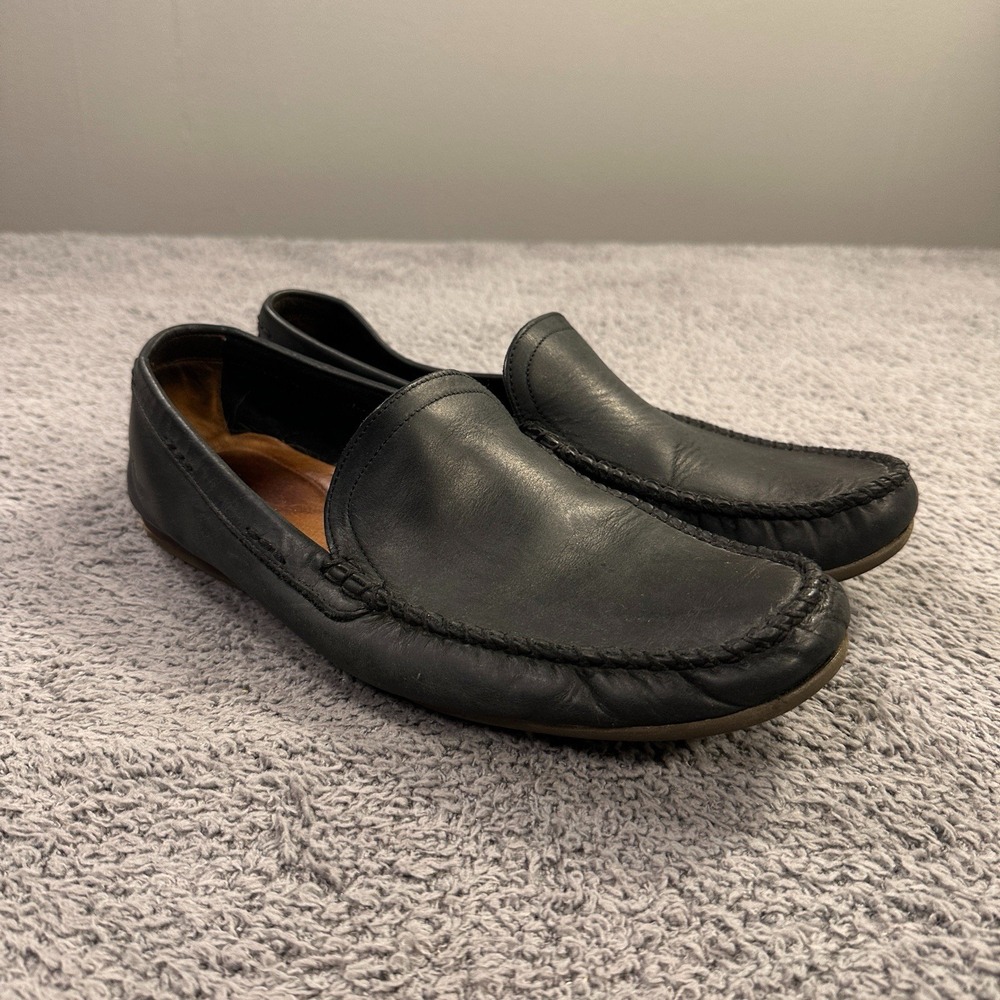 Frye Lewis Venetian Moccasins Mens 10 D Black‎ Leather Driving Shoes Loafers
